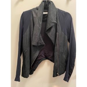 Helmet Lang Leather/Knit Zip Jacket